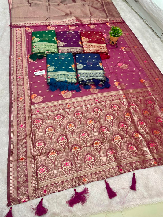 AJ-SAHELI COTTON SILK FABRIC SAREE WITH BEAUTIFUL RICH PALLU DESIGN WITH BEAUTIFUL PRINT WITH BLOUSE