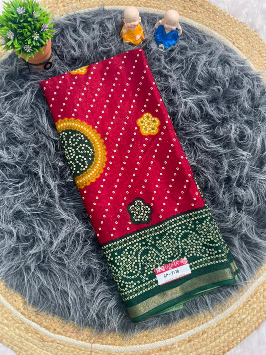 CP-7178 MAL COTTON FABRIC SAREE WITH BEAUTIFUL PALLU ON PRINT WITH BUTTA DESIGN ON BODY WITH BLOUSE