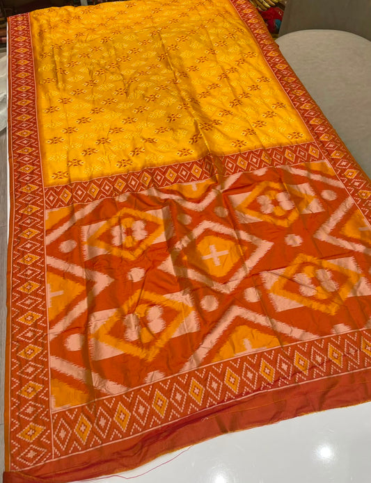 AJ-SANJANA SOFT SILK FABRIC SAREE WITH RICH PALLU DESIGN WITH IKKAT PATOLA TEST DESIGN WITH BLOUSE