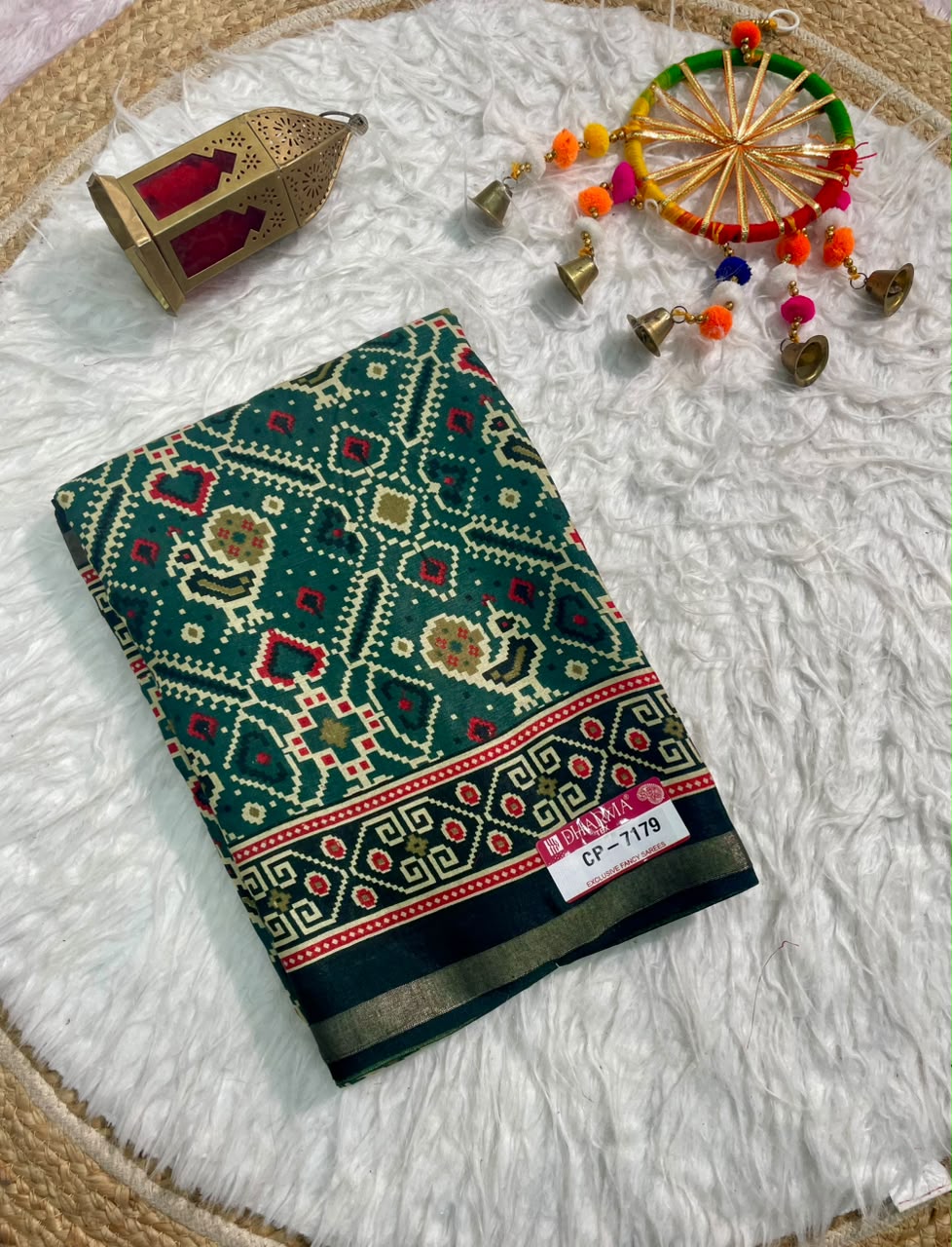 CP-7179  MAL COTTON FABRIC SAREE WITH BEAUTIFUL DESIGN WITH RICH PALLU DESIGN WITH BEAUTIFUL BORDER WITH BLOUSE