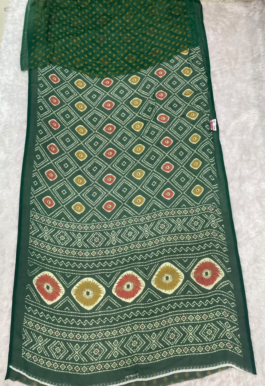 PRINT-3260 DUL MOSS FABRIC SAREE WITH BEAUTIFUL DESIGN WITH BEAUTIFUL PRINT WITH BLOUSE