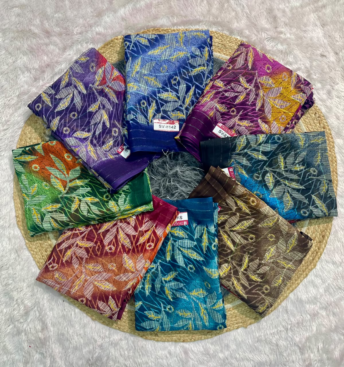 SV-8142 PATTERN FABRIC SAREE WITH RICH PALLU WITH FLORAL PRINT WITH BLOUSE
