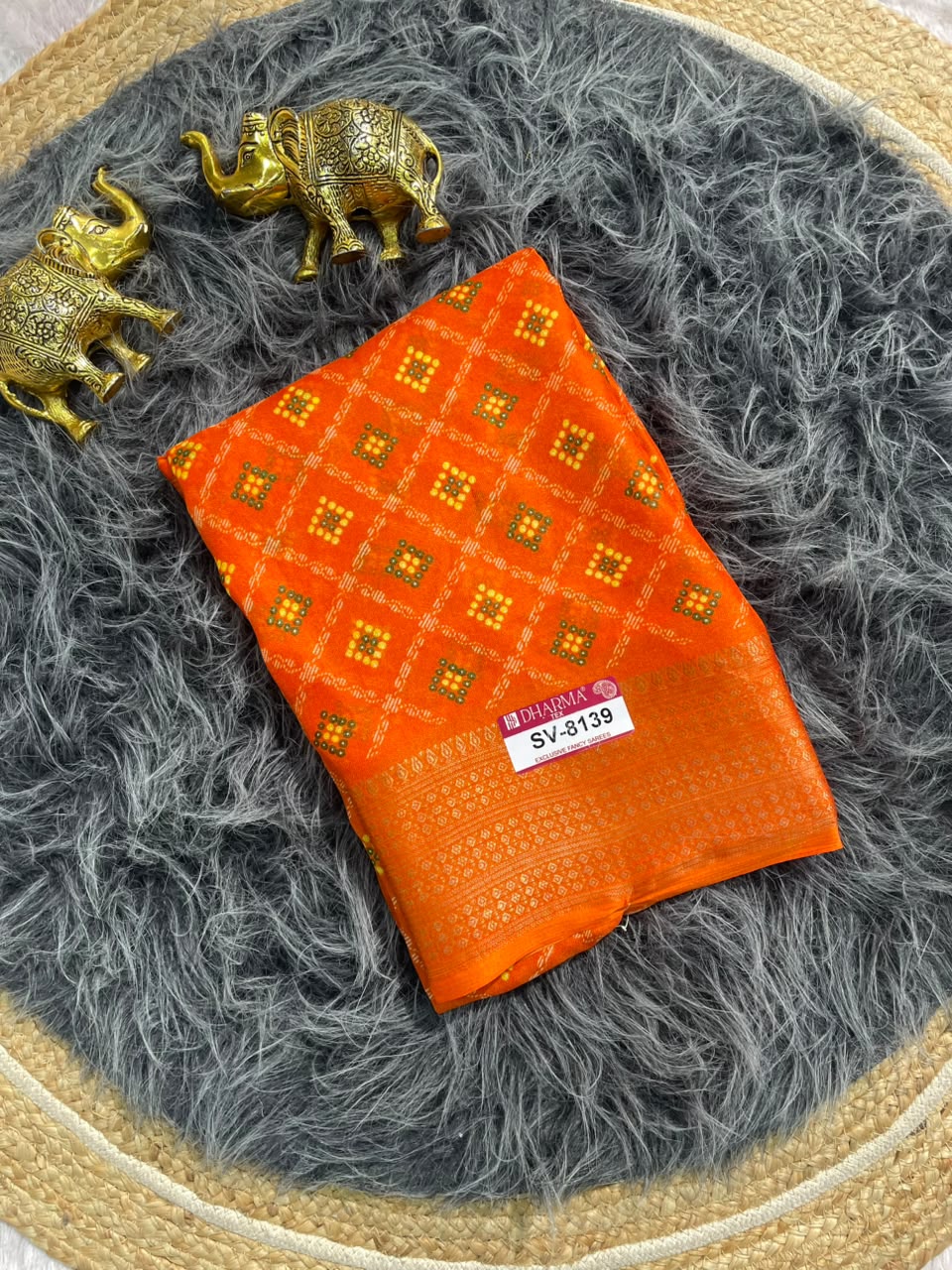 SV-8139 MARSHMALLOW FABRIC SAREE WITH RICH PALLU WITH BEAUTIFUL PRINT ON FABRIC SAREE WITH BLOUSE