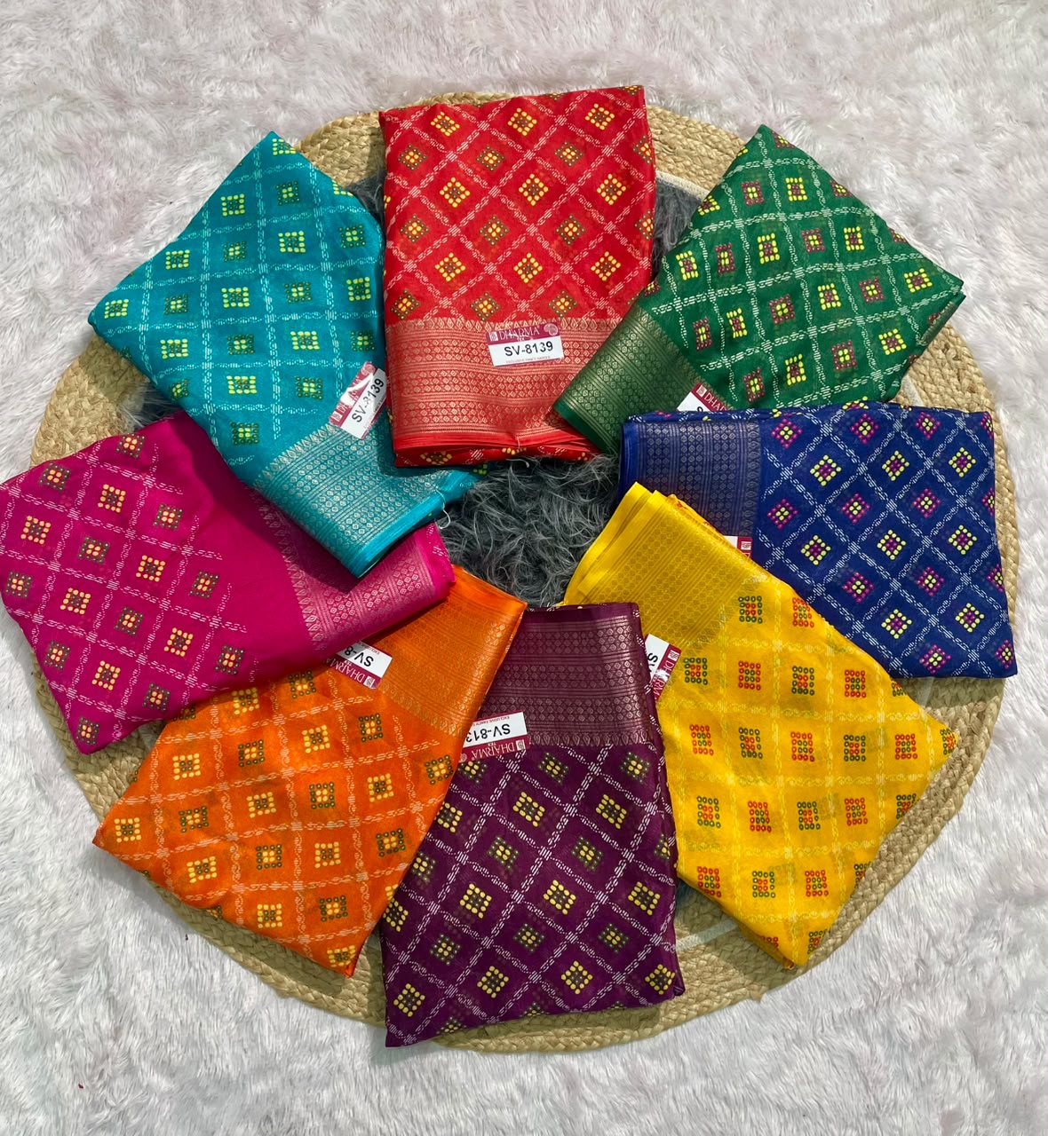 SV-8139 MARSHMALLOW FABRIC SAREE WITH RICH PALLU WITH BEAUTIFUL PRINT ON FABRIC SAREE WITH BLOUSE