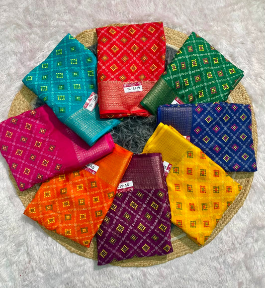 SV-8139 MARSHMALLOW FABRIC SAREE WITH RICH PALLU WITH BEAUTIFUL PRINT ON FABRIC SAREE WITH BLOUSE