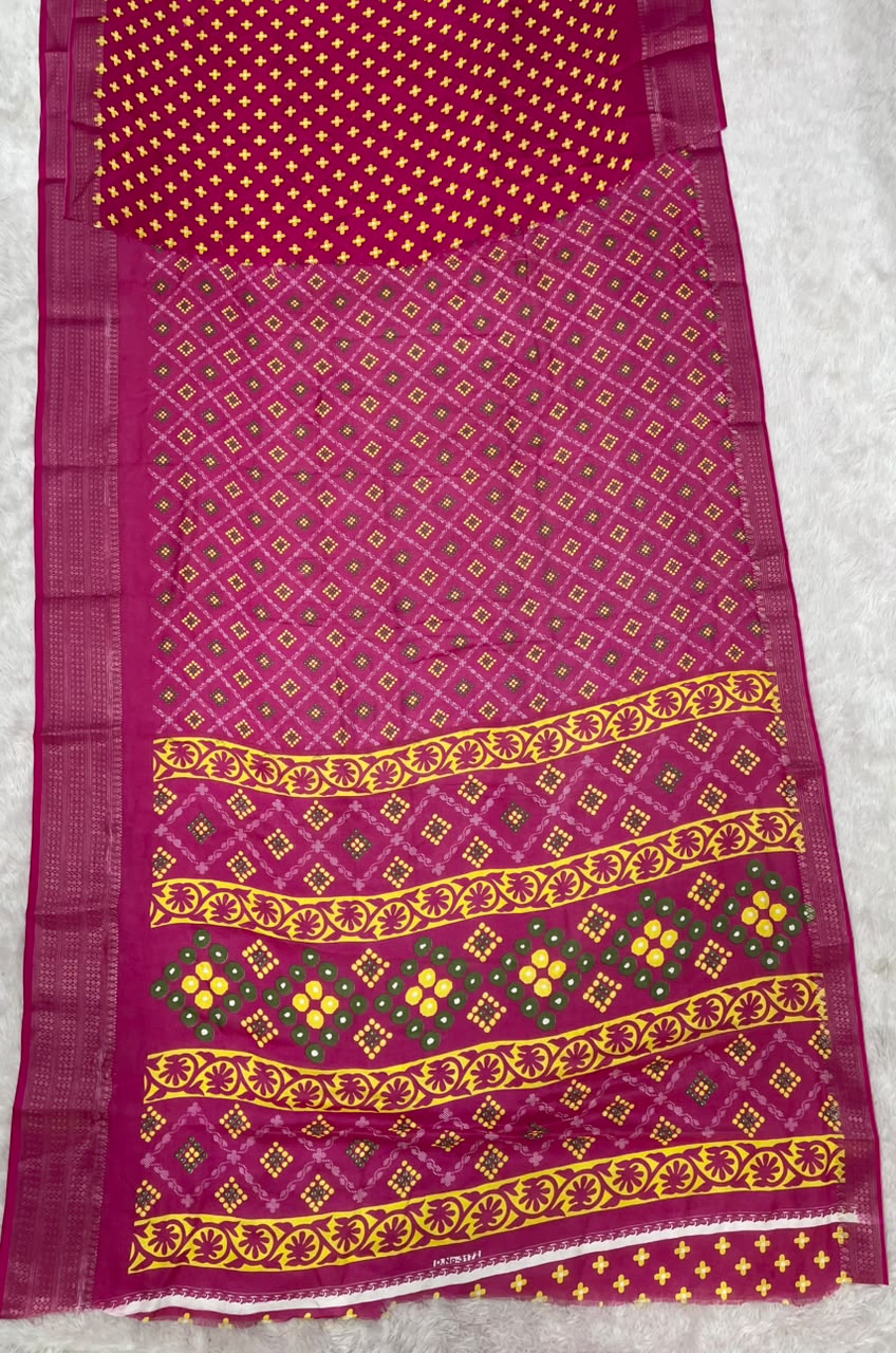SV-8139 MARSHMALLOW FABRIC SAREE WITH RICH PALLU WITH BEAUTIFUL PRINT ON FABRIC SAREE WITH BLOUSE