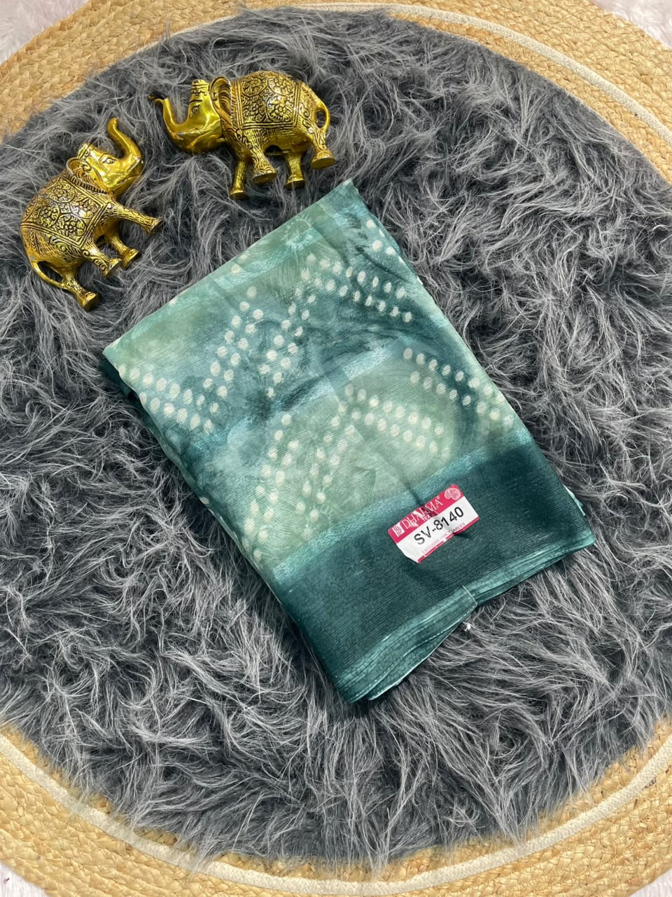 SV-8140 PATTERN FABRIC SAREE WITH RICH PALLU WITH BEAUTIFUL PRINT WITH BLOUSE