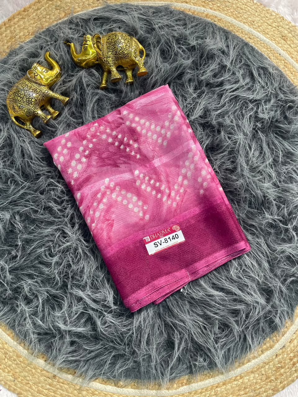 SV-8140 PATTERN FABRIC SAREE WITH RICH PALLU WITH BEAUTIFUL PRINT WITH BLOUSE