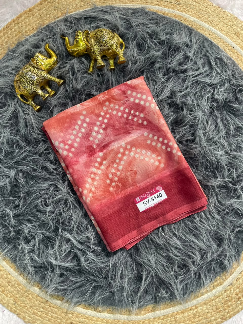 SV-8140 PATTERN FABRIC SAREE WITH RICH PALLU WITH BEAUTIFUL PRINT WITH BLOUSE