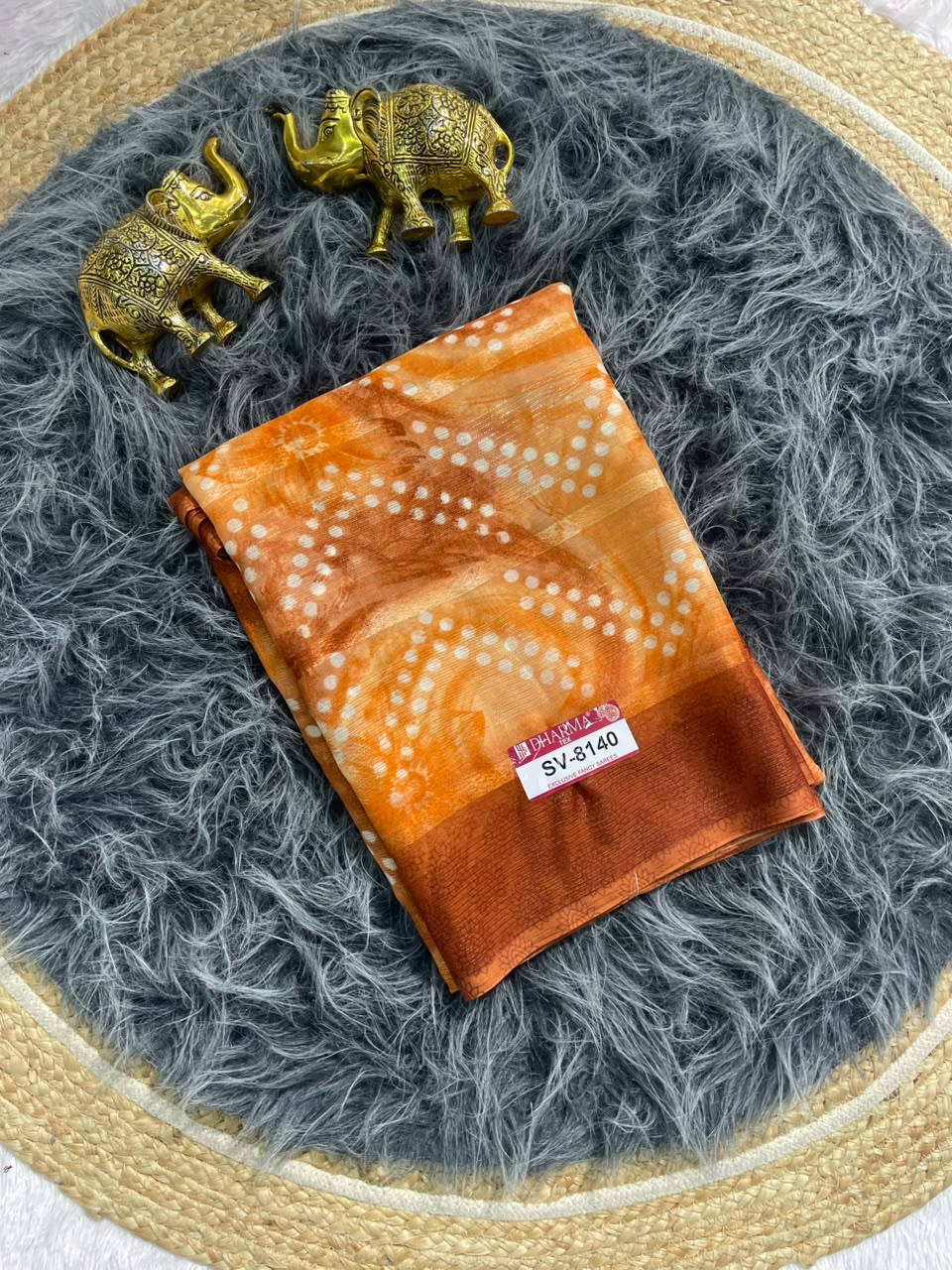 SV-8140 PATTERN FABRIC SAREE WITH RICH PALLU WITH BEAUTIFUL PRINT WITH BLOUSE