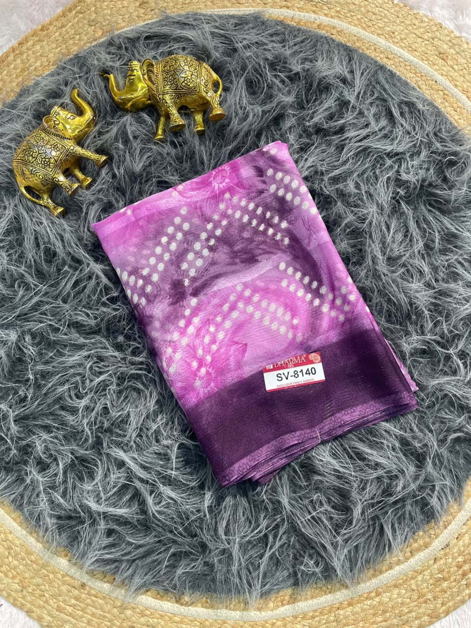 SV-8140 PATTERN FABRIC SAREE WITH RICH PALLU WITH BEAUTIFUL PRINT WITH BLOUSE