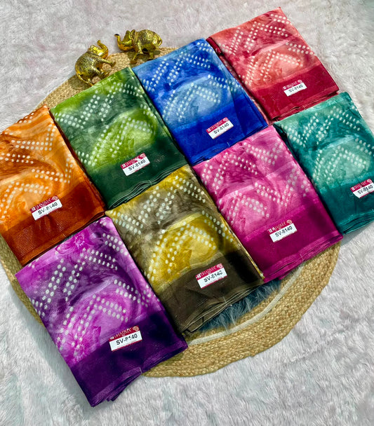 SV-8140 PATTERN FABRIC SAREE WITH RICH PALLU WITH BEAUTIFUL PRINT WITH BLOUSE