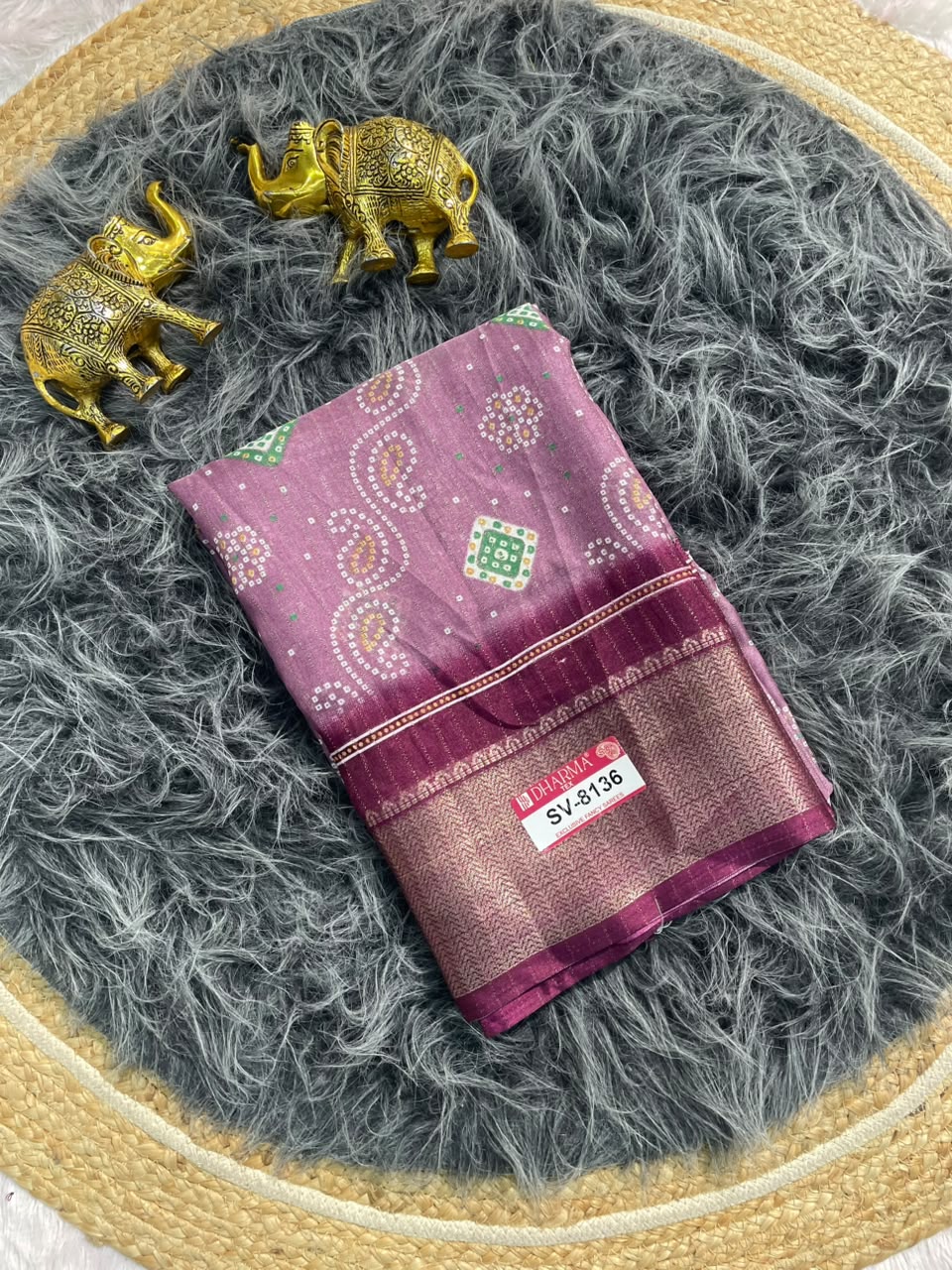 SV-8136 DOLA RIKO FABRIC SAREE WITH RICH PALLU DESIGN WITH BEAUTIFUL PRINT ALL OVER ON SAREE WITH JACUARD BORDER WITH BLOUSE