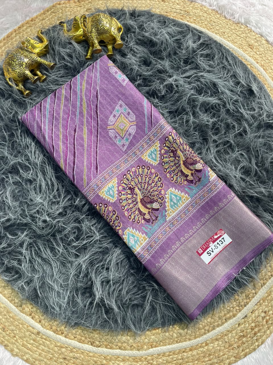 SV-8137 DOLA RIKO FABRIC SAREE WITH BEAUTIFUL PALLU DESIGN WITH JACUARD BORDER WITH BLOUSE