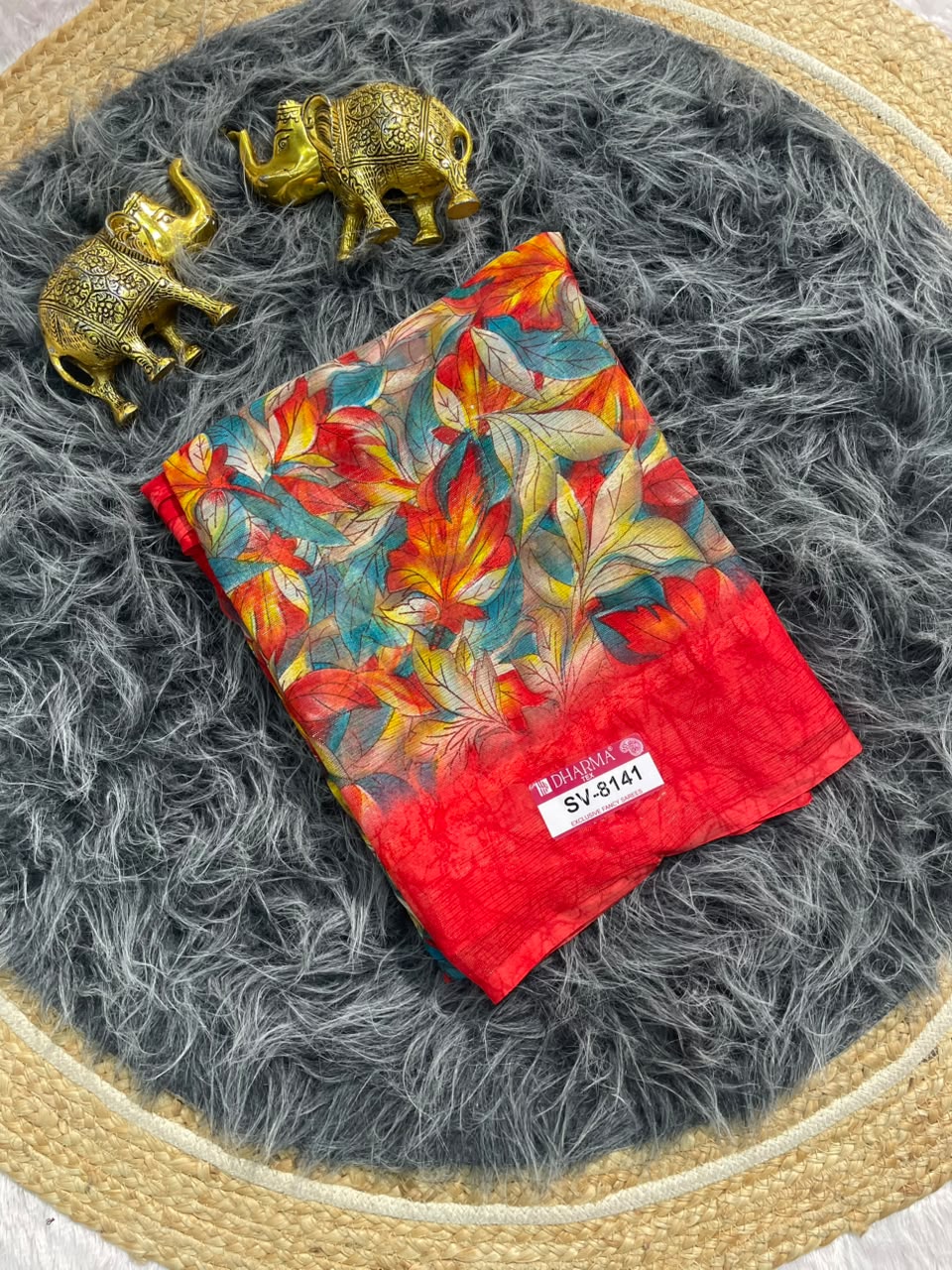 SV-8141 PATTERN FABRIC SAREE WITH BEAUTIFUL FLORAL PRINT ALL OVER IN SAREE WITH  BLOUSE