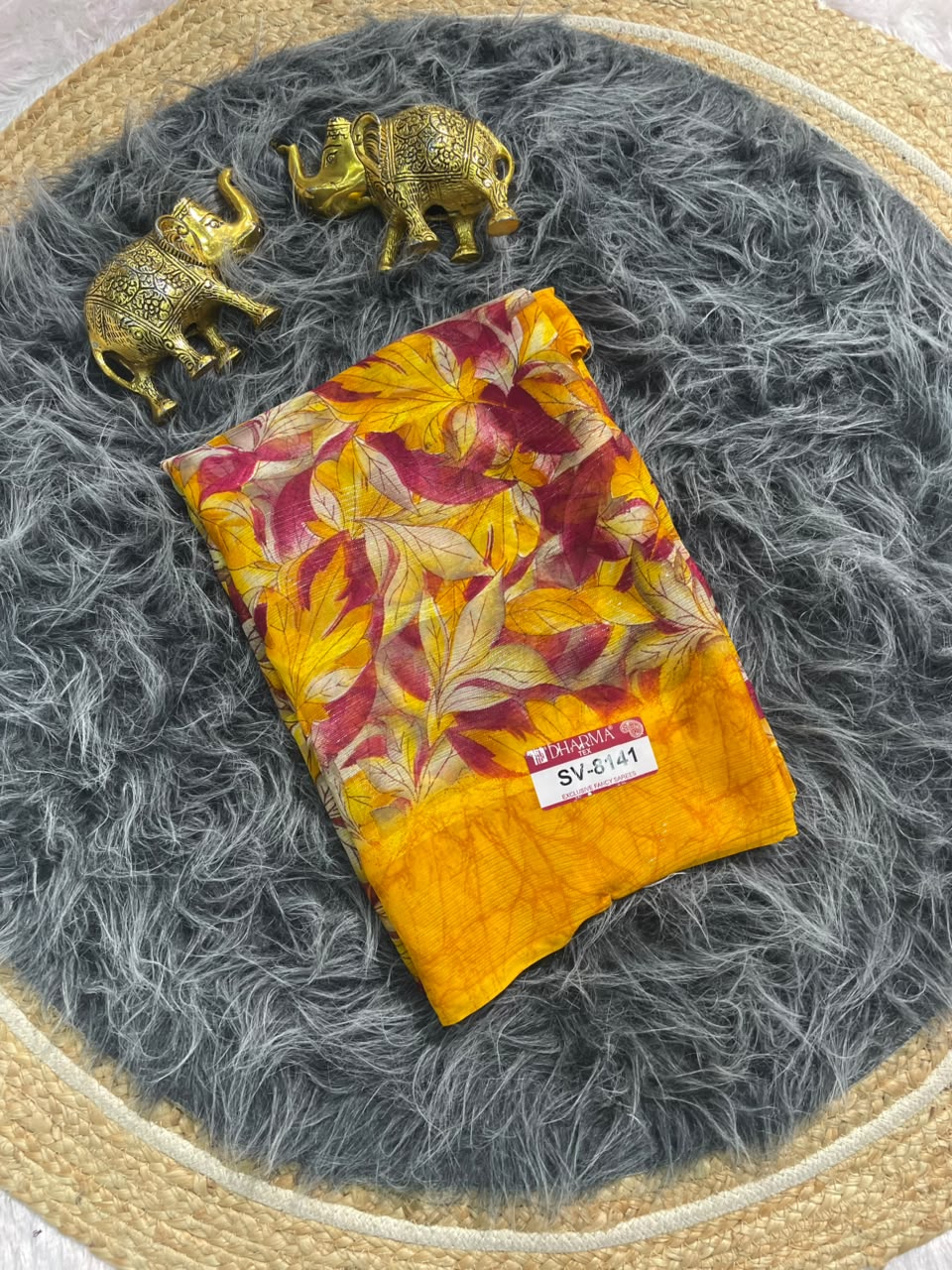 SV-8141 PATTERN FABRIC SAREE WITH BEAUTIFUL FLORAL PRINT ALL OVER IN SAREE WITH  BLOUSE