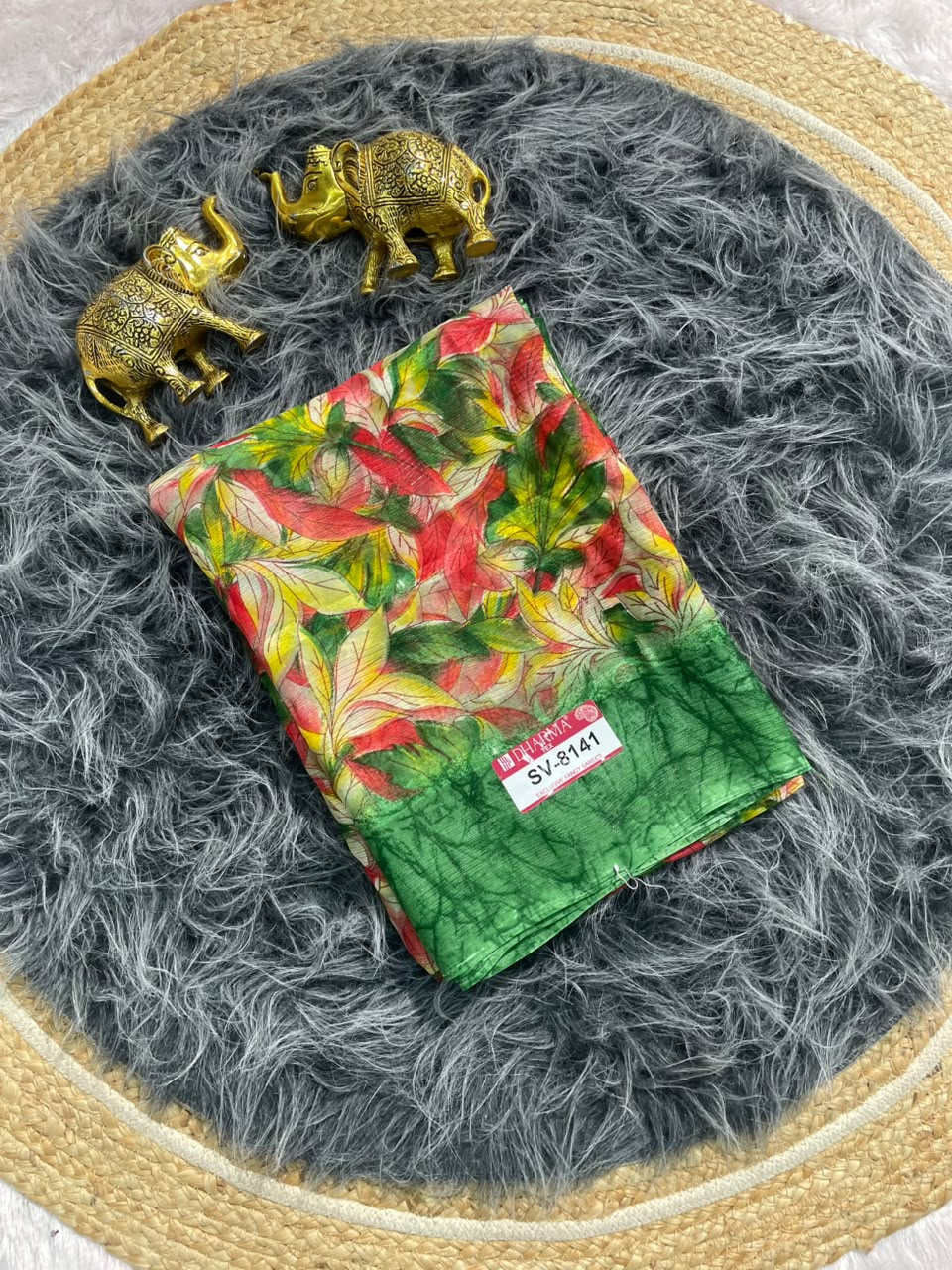 SV-8141 PATTERN FABRIC SAREE WITH BEAUTIFUL FLORAL PRINT ALL OVER IN SAREE WITH  BLOUSE