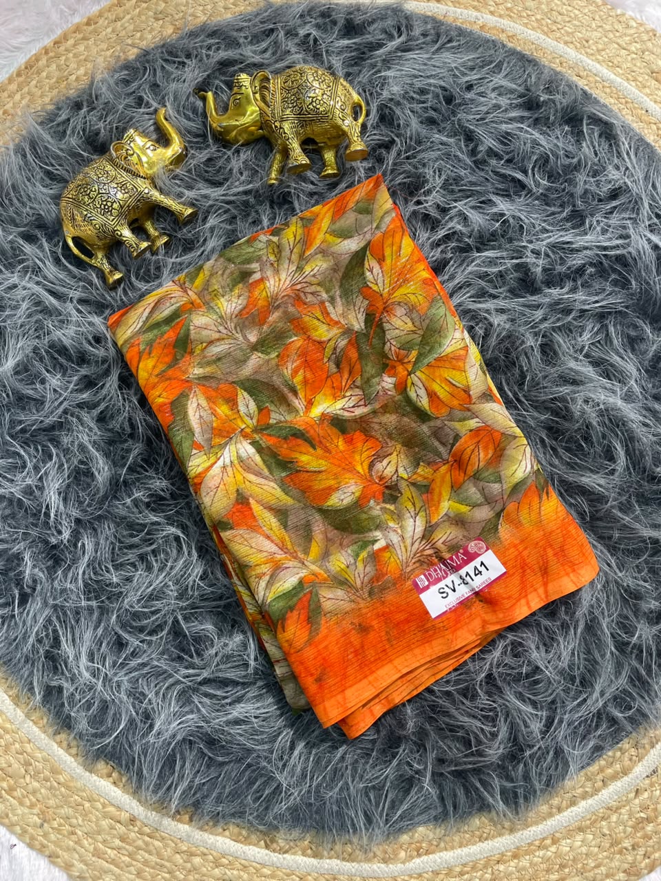 SV-8141 PATTERN FABRIC SAREE WITH BEAUTIFUL FLORAL PRINT ALL OVER IN SAREE WITH  BLOUSE
