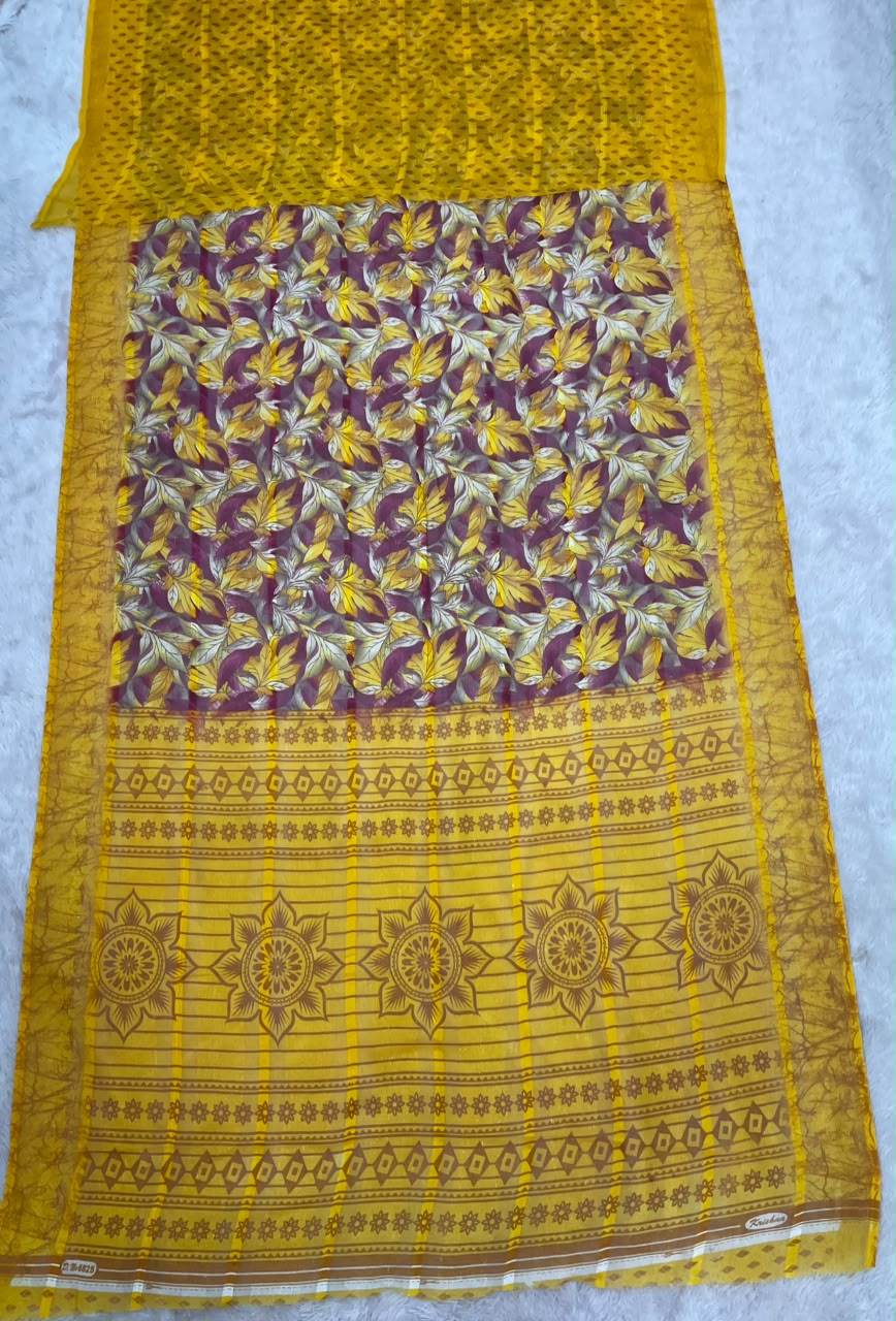 SV-8141 PATTERN FABRIC SAREE WITH BEAUTIFUL FLORAL PRINT ALL OVER IN SAREE WITH  BLOUSE