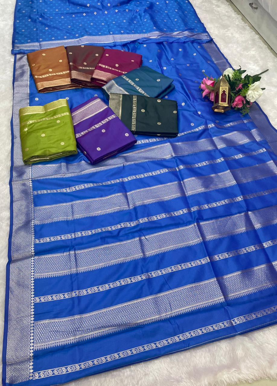 AJ-GREEN PARK PREMIUM SOFT SILK SAREE WITH RICH SILVER ZARI WEAVING WITH BUTTI ESIGN AND BEAUTIFUL PALLU DESIGN WITH BEAUTIFUL BLOUSE