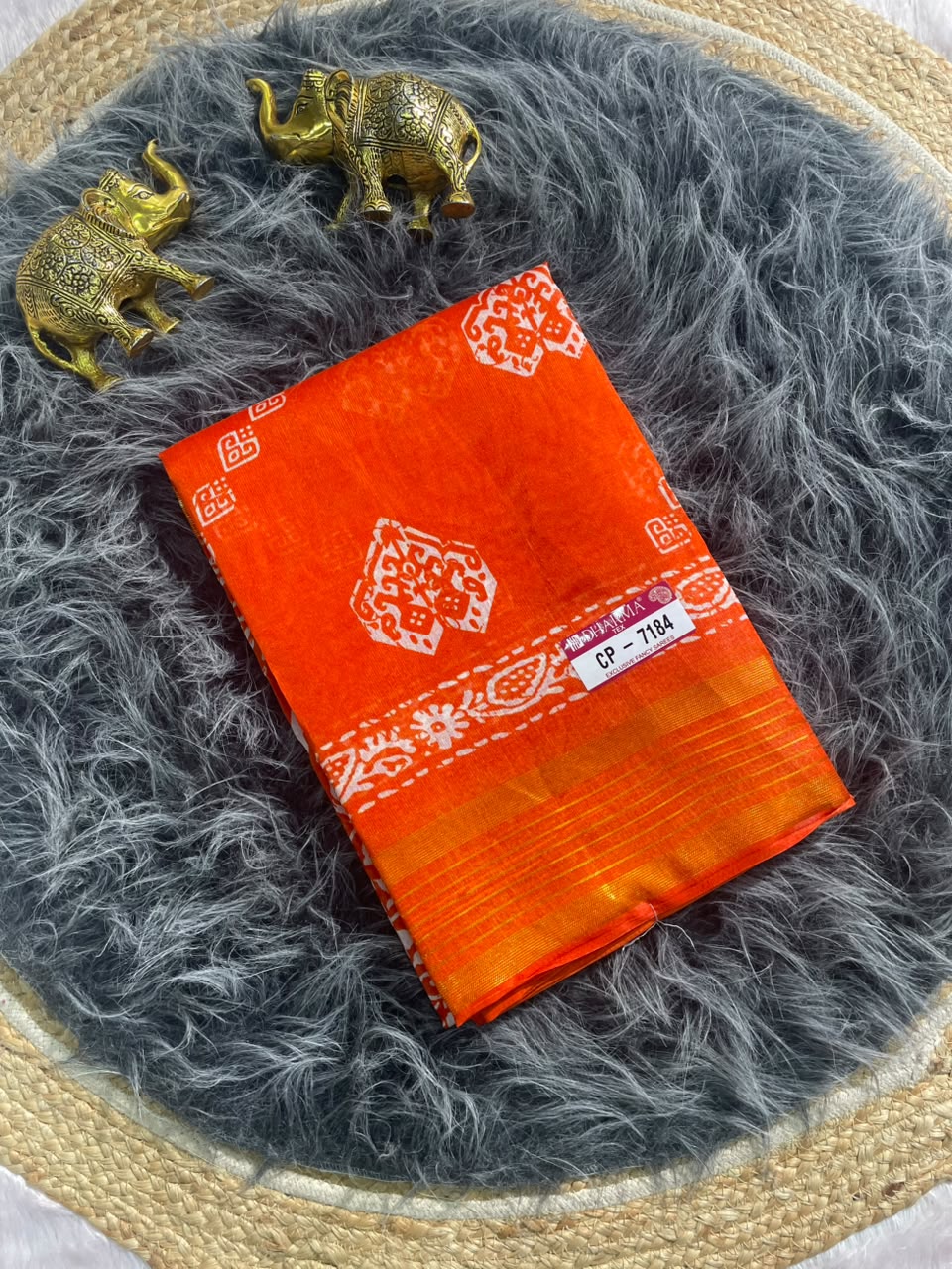 CP-7184 ZOMATO ZARI FABRIC SAREE WITH RICH PALLU DESIGN WITH BEAUTIFUL PRINT WITH BLOUSE