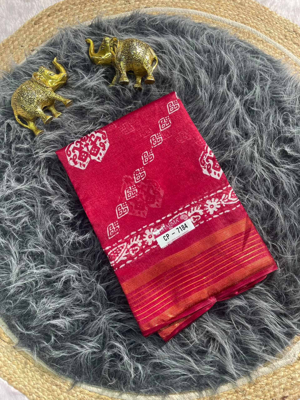CP-7184 ZOMATO ZARI FABRIC SAREE WITH RICH PALLU DESIGN WITH BEAUTIFUL PRINT WITH BLOUSE