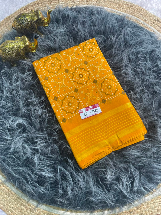 CP-7182  ZOMATO ZARI FABRIC SAREE WITH RICH PALLU DESIGN WITH BEAUTIFUL PRINT WITH BLOUSE