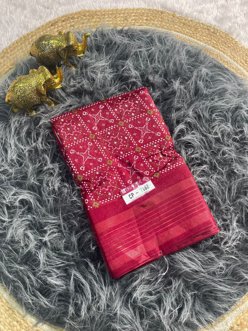 CP-7182  ZOMATO ZARI FABRIC SAREE WITH RICH PALLU DESIGN WITH BEAUTIFUL PRINT WITH BLOUSE