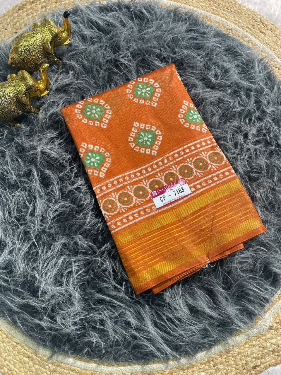CP-7183 ZOMATO ZARI FABRIC SAREE WITH RICH PALLU DESIGN WITH BEAUTIFUL PRINT WITH BLOUSE