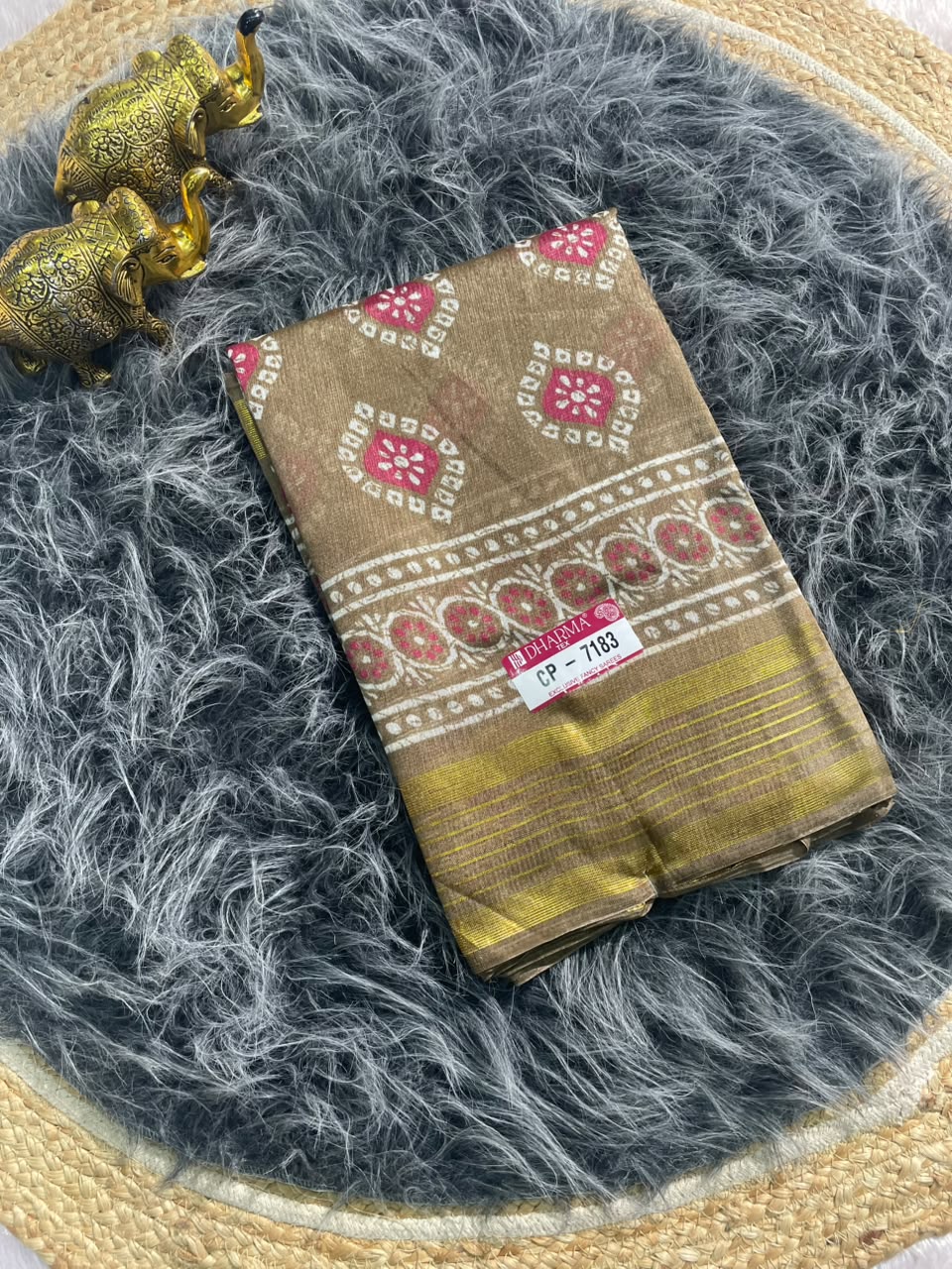 CP-7183 ZOMATO ZARI FABRIC SAREE WITH RICH PALLU DESIGN WITH BEAUTIFUL PRINT WITH BLOUSE