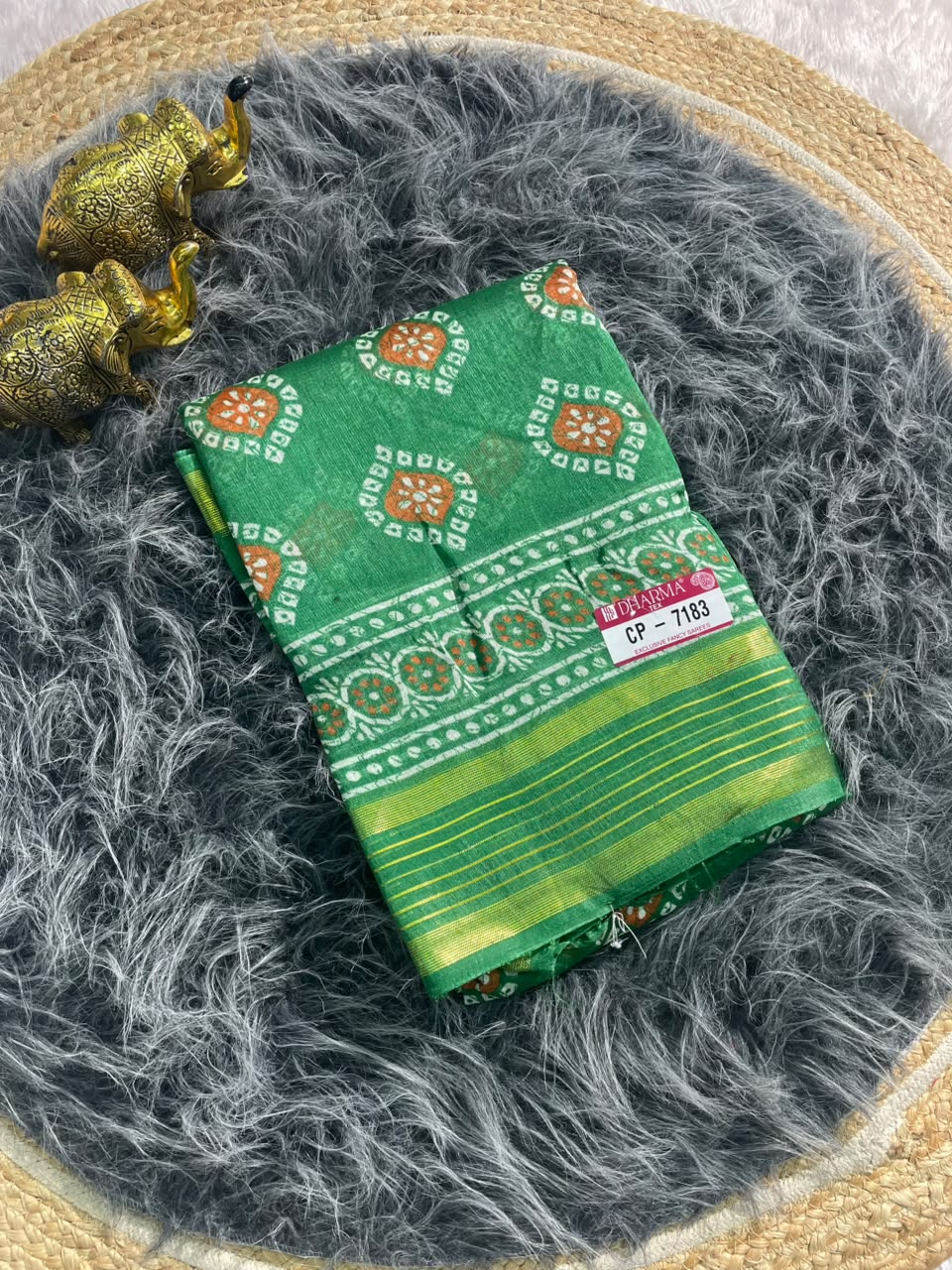 CP-7183 ZOMATO ZARI FABRIC SAREE WITH RICH PALLU DESIGN WITH BEAUTIFUL PRINT WITH BLOUSE