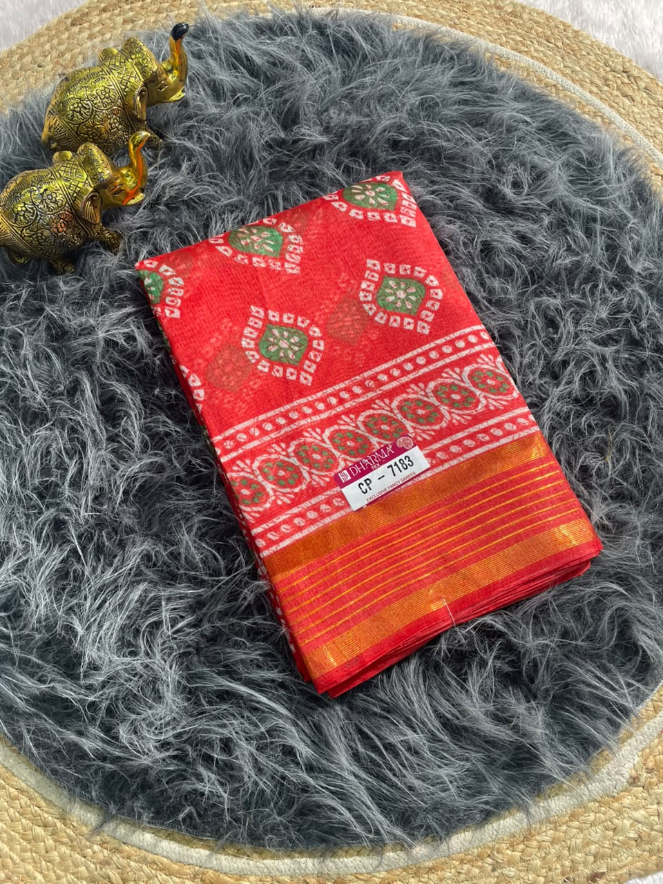 CP-7183 ZOMATO ZARI FABRIC SAREE WITH RICH PALLU DESIGN WITH BEAUTIFUL PRINT WITH BLOUSE