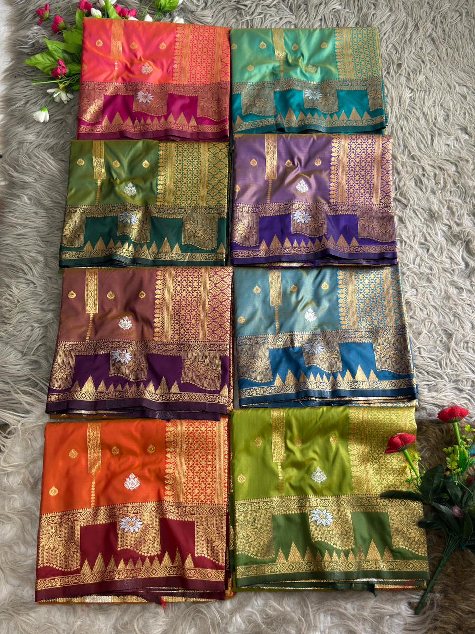 SA-5117 SOFT SILK FABRIC SAREE WITH CONTRAST ROYAL BLUE HEAVY DESIGNER ZARI BORDER WITH RICH ALL-OVER GOLD ZARI WOVEN PALLU WITH ELEGANT ZARI STRIPES WITH BUTTI WORK WITH BLOUSE