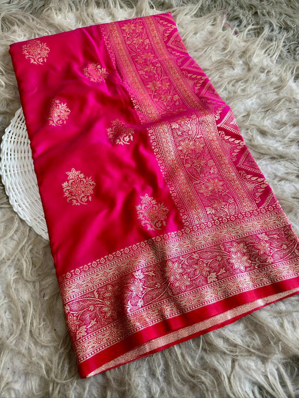 SA-5119 SOFT SILK FABRIC SAREE WITH BEAUTIFUL RICH PALLU DESIGN WITH BEAUTIFUL DESIGN WITH FLORAL PRINT ON PALLU WITH BLOUSE