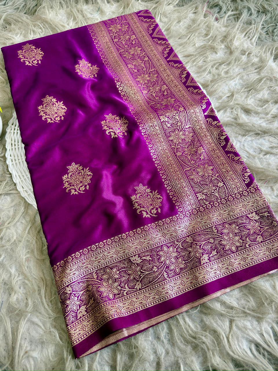 SA-5119 SOFT SILK FABRIC SAREE WITH BEAUTIFUL RICH PALLU DESIGN WITH BEAUTIFUL DESIGN WITH FLORAL PRINT ON PALLU WITH BLOUSE