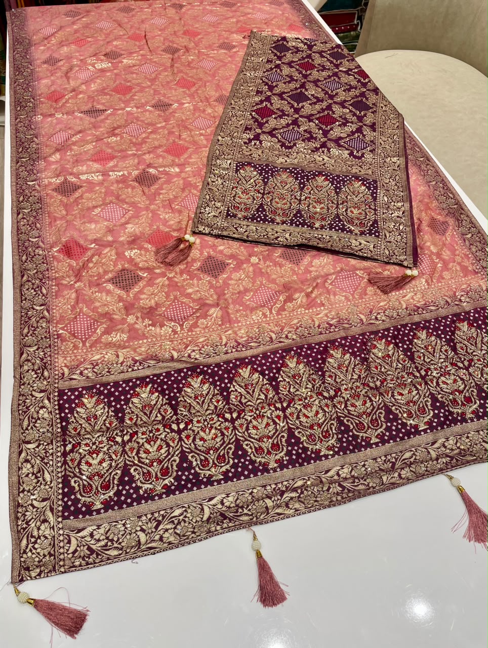 AJ-ROMI-DUPATTA SOFT DOLA SILK FABRIC SAREE WITH RICH PALLU DESIGN WITH MEENAKARI WORK WITH BEAUTIFUL DESIGN WITH JARKAN WORK WITH HEAVY BLOUSE