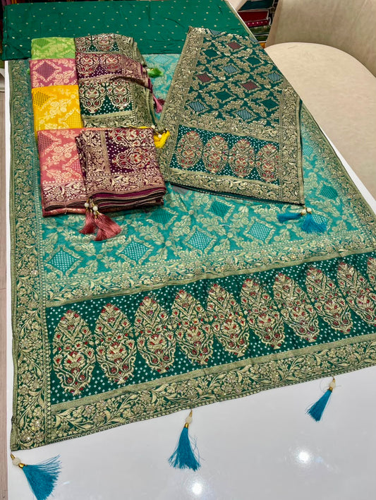 AJ-ROMI-DUPATTA SOFT DOLA SILK FABRIC SAREE WITH RICH PALLU DESIGN WITH MEENAKARI WORK WITH BEAUTIFUL DESIGN WITH JARKAN WORK WITH HEAVY BLOUSE