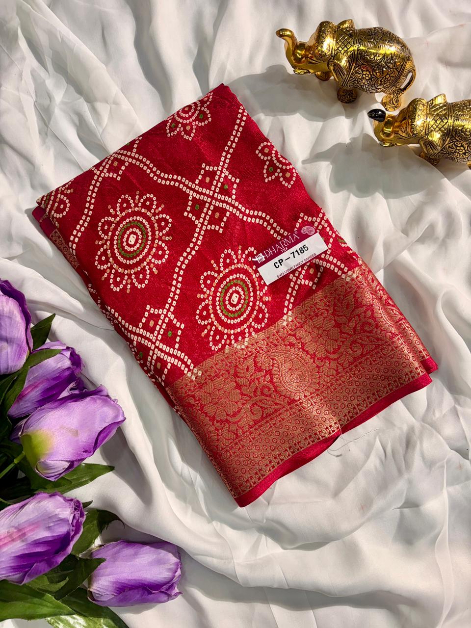 CP-7185-BOX DULL MOSS FABRIC SAREE WITH RICH PALLU DESIGN WITH BEAUTIFUL PRINT ON SAREE WITH BOX PACKING