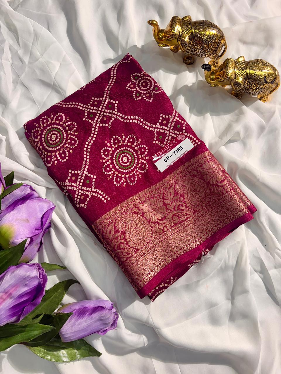 CP-7185-BOX DULL MOSS FABRIC SAREE WITH RICH PALLU DESIGN WITH BEAUTIFUL PRINT ON SAREE WITH BOX PACKING