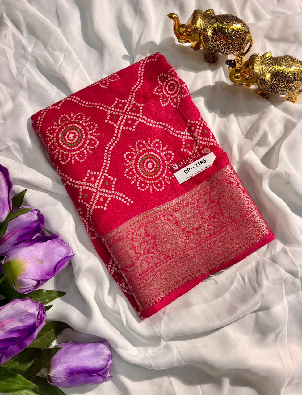 CP-7185-BOX DULL MOSS FABRIC SAREE WITH RICH PALLU DESIGN WITH BEAUTIFUL PRINT ON SAREE WITH BOX PACKING