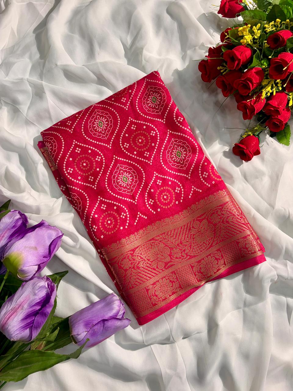 CP-7187-BOX DULL MOSS FABRIC SAREE WITH RICH PALLU DESIGNWITH BEAUTIFUL PRINT ON SAREE WITH BOX PACKING