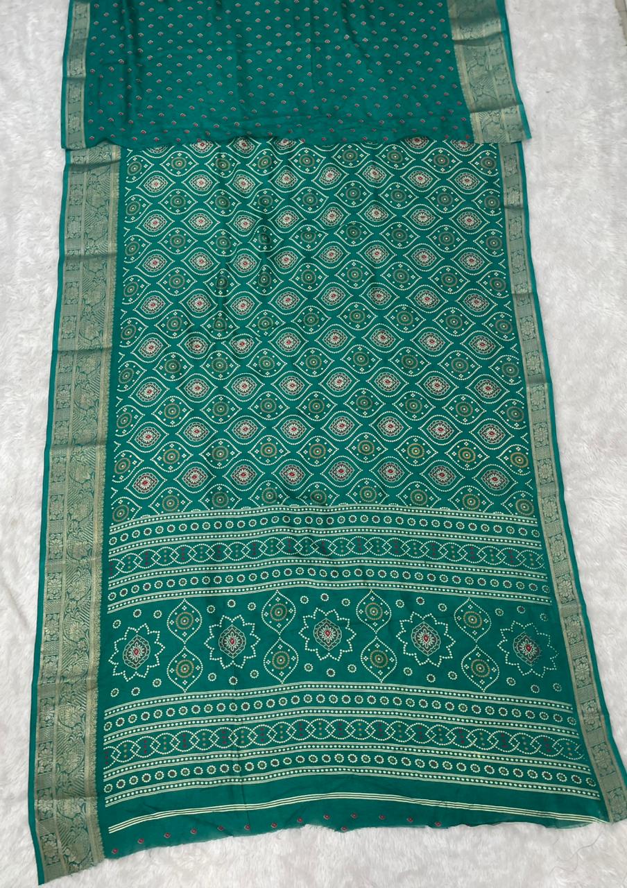 CP-7187-BOX DULL MOSS FABRIC SAREE WITH RICH PALLU DESIGNWITH BEAUTIFUL PRINT ON SAREE WITH BOX PACKING
