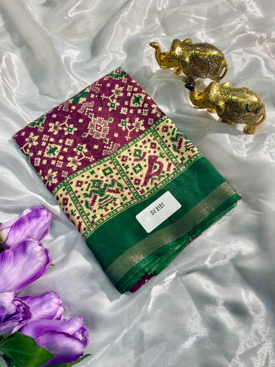 SV-8151 MAL COTTON FABRIC SAREE WITH RICH PALLU DESIGN WITH BEAUTIFUL BIRDS DESIGN ON SAREE WITH BUTTI BLOUSE