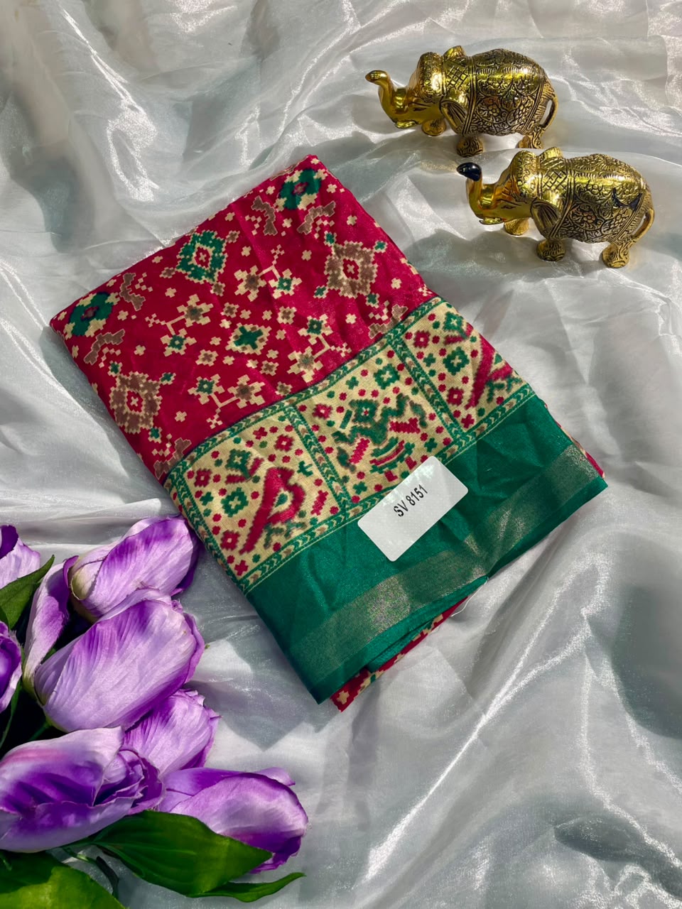 SV-8151 MAL COTTON FABRIC SAREE WITH RICH PALLU DESIGN WITH BEAUTIFUL BIRDS DESIGN ON SAREE WITH BUTTI BLOUSE