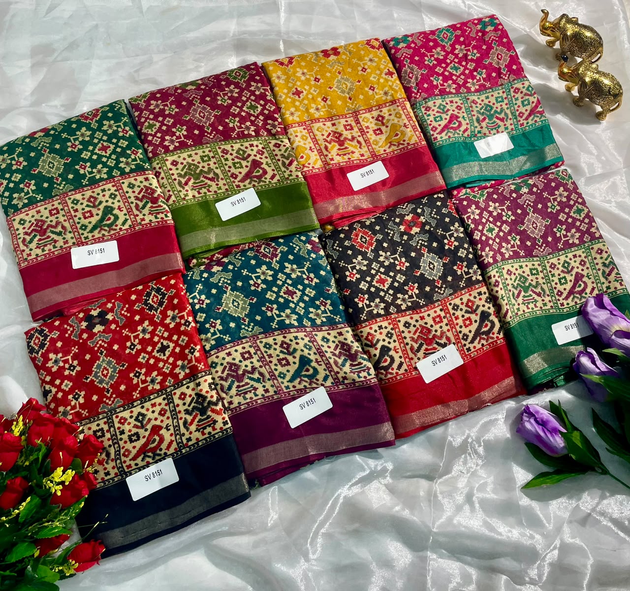 SV-8151 MAL COTTON FABRIC SAREE WITH RICH PALLU DESIGN WITH BEAUTIFUL BIRDS DESIGN ON SAREE WITH BUTTI BLOUSE