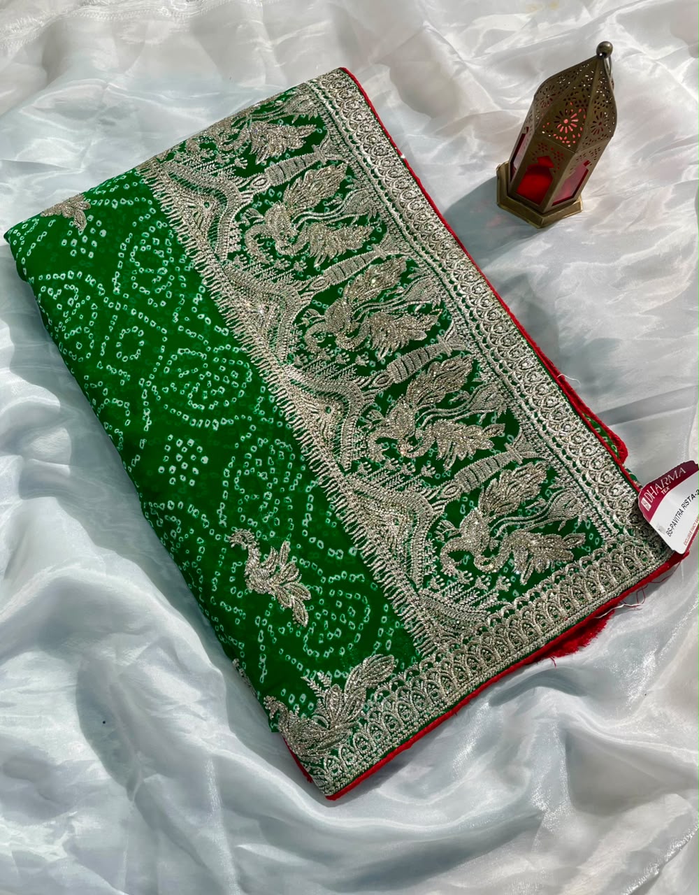 BS-PAVIRTA RISTA-2 PURE CHIFFON FABRIC SAREE WITH BEAUTIFUL DESIGN WITH BANDHANI DESIGN WITH JARKAN WORK WITH CUT WORK WITH BLOUSE