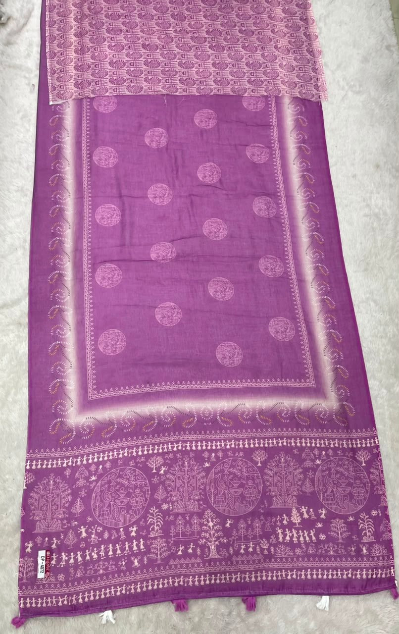 DP-4072 LINEN FABRIC SAREE WITH BEAUTIFUL RICH PALLU DESIGN WITH BANDHANI PRINT WITH BLOUSE