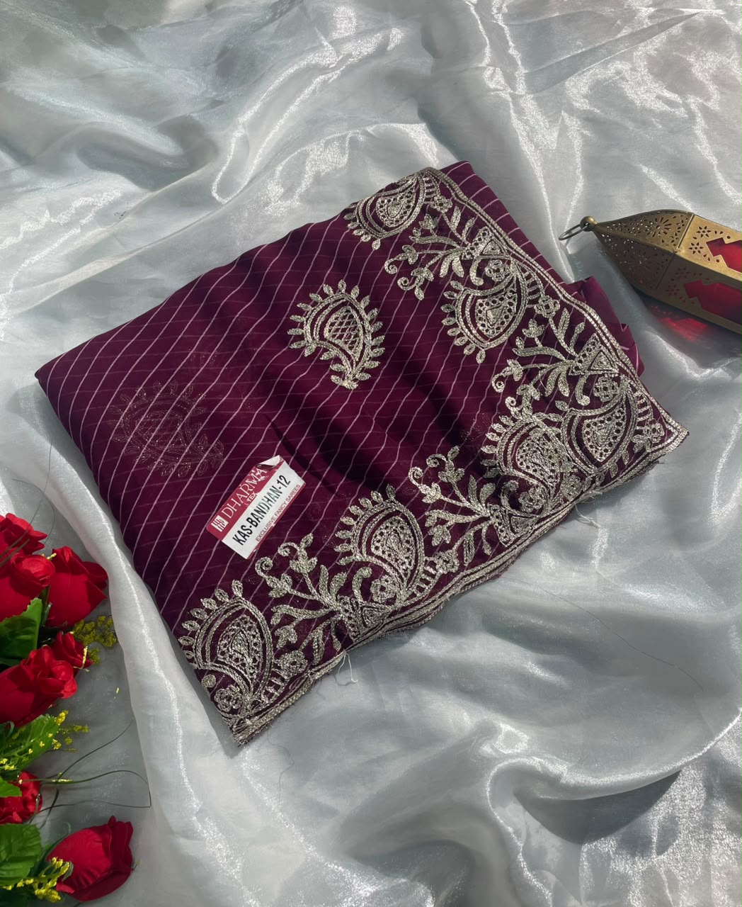 KAS-BANDHAN-12 WEIGHTLESS FABRIC SAREE WITH BEAUTIFUL LEHARIYA PRINT DESIGN WITH CUTWORK WITH BLOUSE