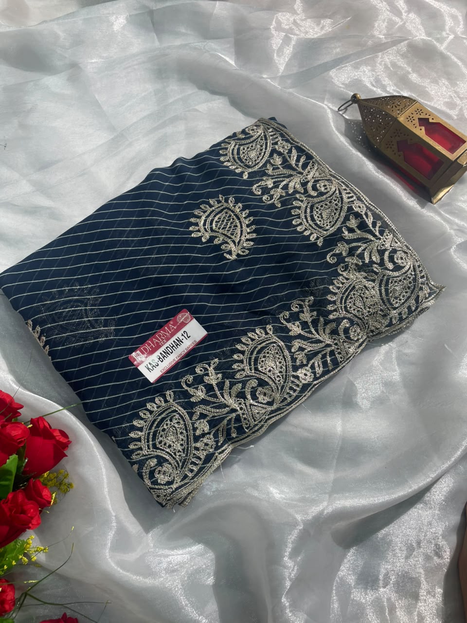 KAS-BANDHAN-12 WEIGHTLESS FABRIC SAREE WITH BEAUTIFUL LEHARIYA PRINT DESIGN WITH CUTWORK WITH BLOUSE