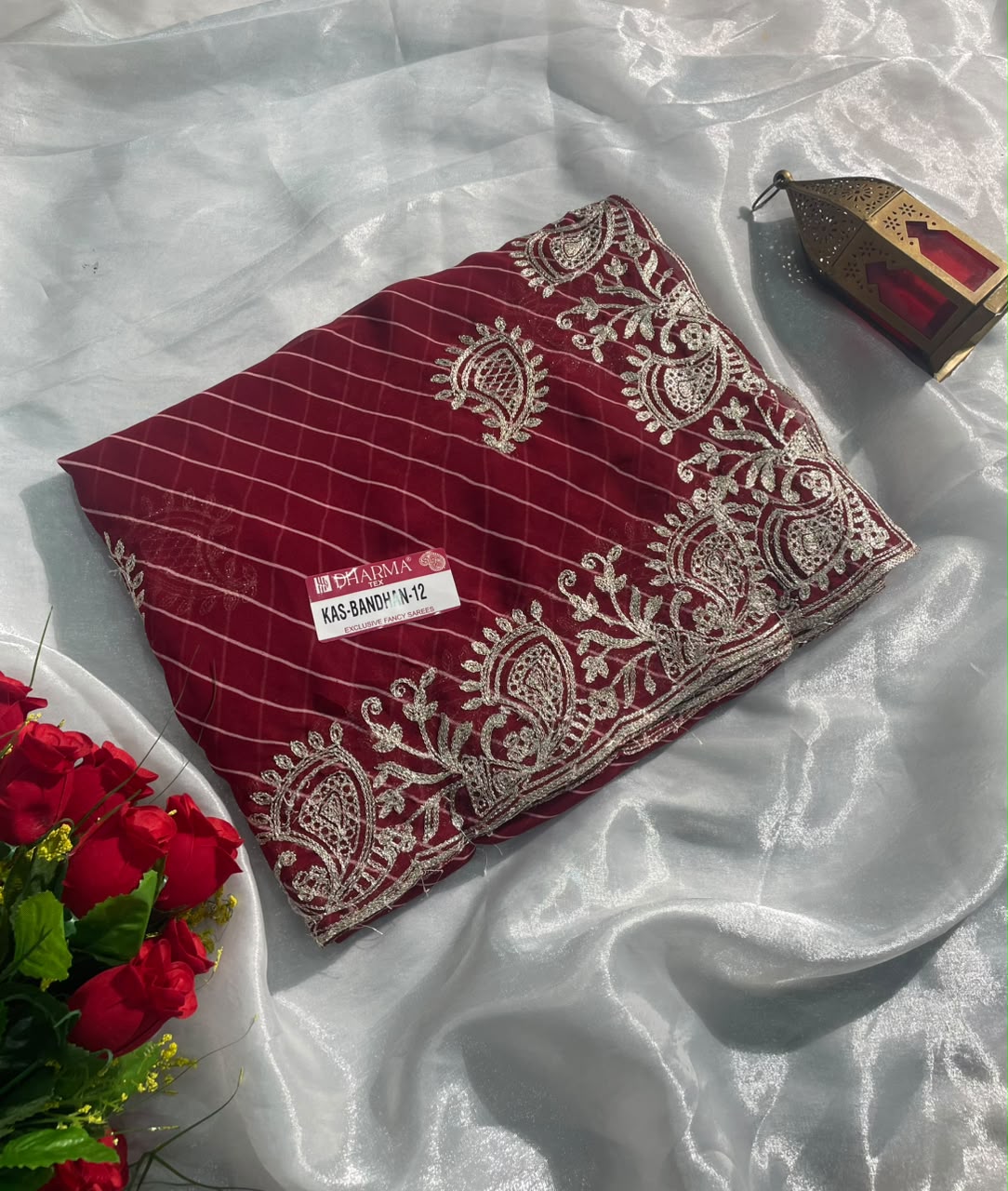 KAS-BANDHAN-12 WEIGHTLESS FABRIC SAREE WITH BEAUTIFUL LEHARIYA PRINT DESIGN WITH CUTWORK WITH BLOUSE